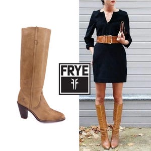 Vintage Frye Leather Knee-high Boots 1970s Tan Pointed Toe  display picture 3