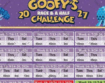 RunDisney Goofy Inspired 2027 Training Plan Poster | Matte Horizontal