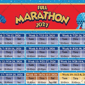 RunDisney Full Marathon 2027 Training Plan Matte Poster | Walt Disney World