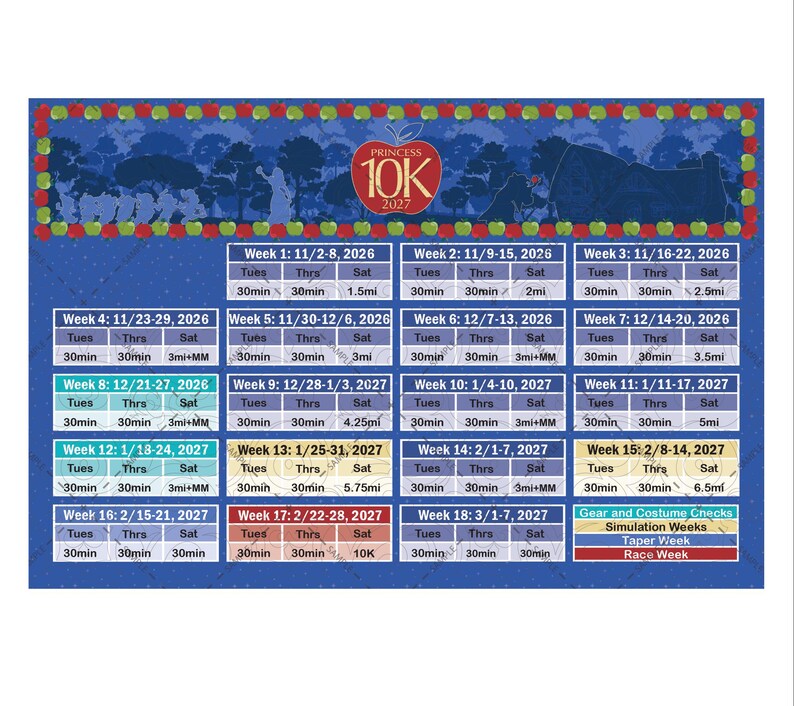 RunDisney 2027 Princess 10K Matte Poster | Training Race Wall Art image 1