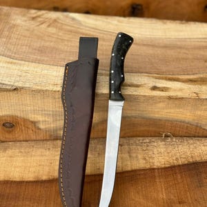 Handmade Fillet Knife Kitchen Knife Cooking Carbon Steel Knife Resin Pinecone Handle Personalized Fishing/Boning Knife With Leather Sheath