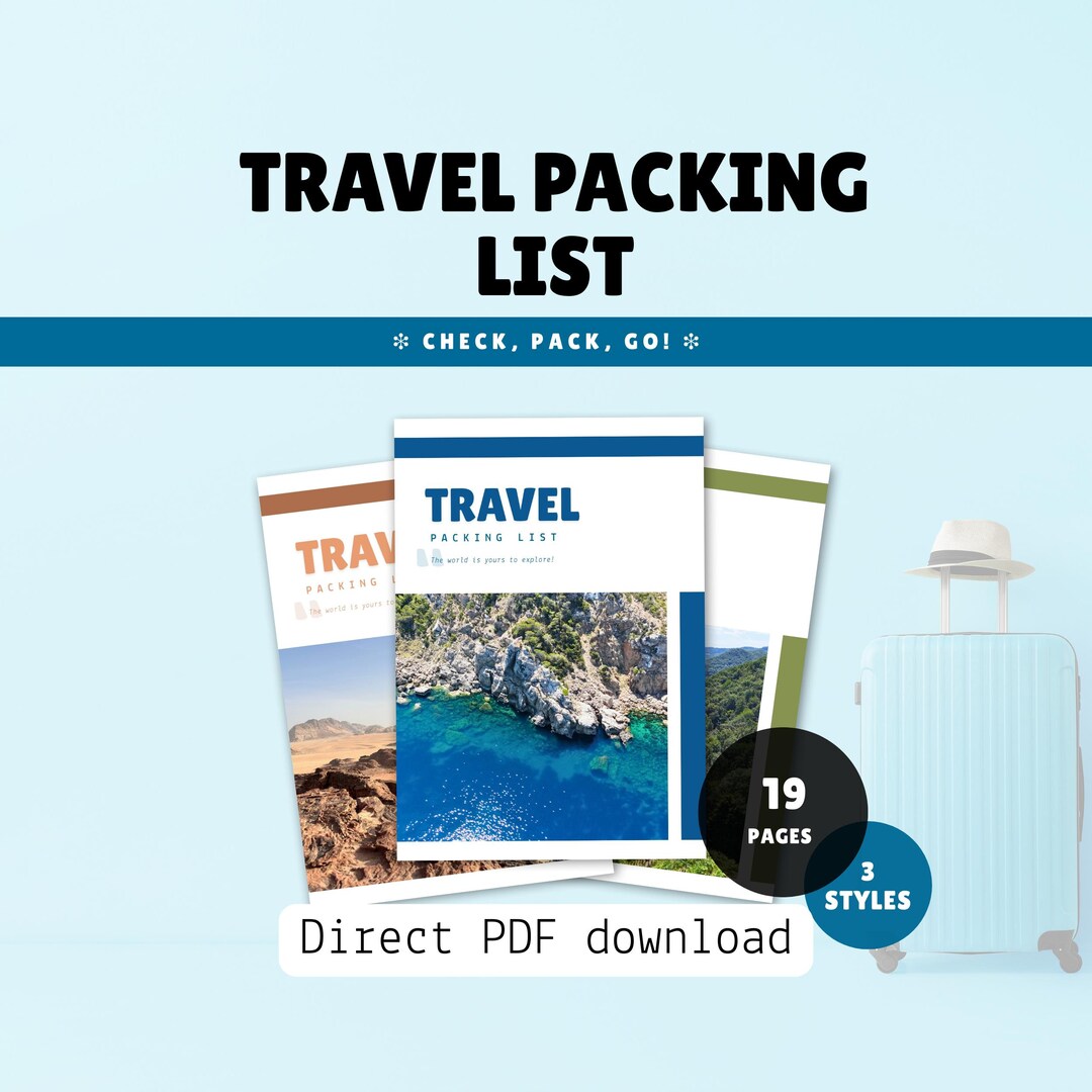 Travel Packing List Template - Printable Checklist | Vacation Planner ...