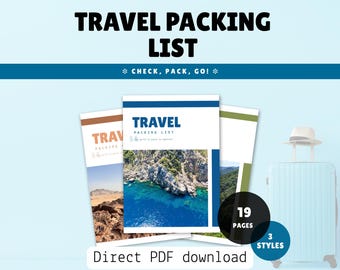 Travel Packing List Template - Printable Checklist | Vacation Planner | Digital Download PDF