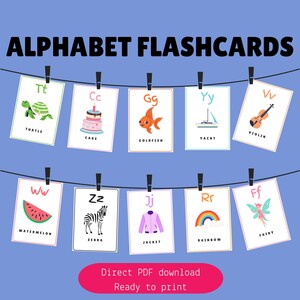 Printable Flashcards | Alphabet with images Flashcards | ABC Flashcards | Flashcards for kids