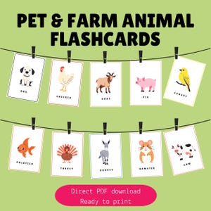 Pets & Farm Animals Flashcards: Montessori Printable (PDF Download)