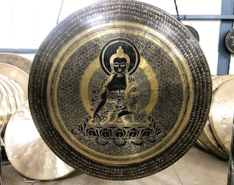 Special Shop Launch Offer! All Sizes 50-100Cm Tibetan Gong BUDDHA and MANTRA handmade in Nepal AUTHENTIC for Sound Healing and Sound Bath