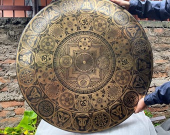50-100cm Tibetan Gong High Quality Authentic AUM Gong handmade in Nepal - Meditation, Yoga, Sound Healing, Sound Bath Gong, Chakra Balancing