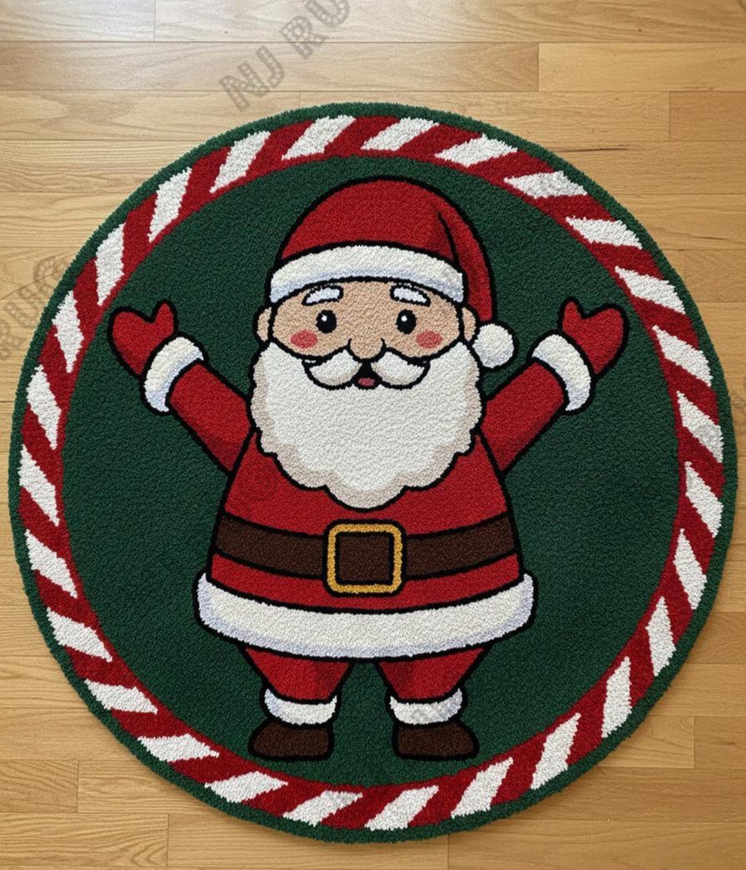 Hand-tufted Santa Claus Christmas Rug | Round Holiday Carpet ...