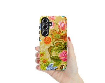 Peacock Floral Samsung Case: Dual Layer Protective Phone Cover