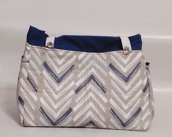 Midnight Chevron Medium Shopper Tote