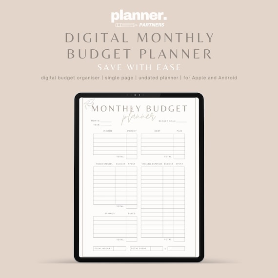 Digital Monthly Budget Planner, iPad & Android Digital Planner, GoodNotes Planner, Digital Student Organiser