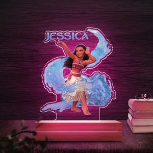 3D Disney Moana Night Light, Personalized Disney Moana Movie Lamp,Custom Name LED Bedside Lamp,Magical Nursery Decor,Kids Birthday JCKU16