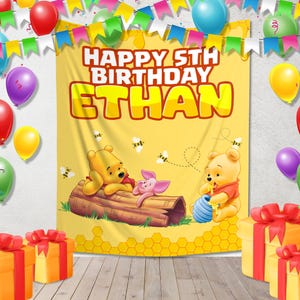 Winnie the Pooh Birthday Banner, Winnie the Pooh Personalized banner, Winnie Banner, Party decor C1EO13