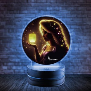 Personalized Tangled Rapunzel Princess Night Light, Disney Princess LED Table Lamp Princess Girls Room Decor, Great Gift Birthdays NFYH06