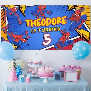 Spiderman Family Birthday Backdrop/Spiderman Birthday Banner/Spiderman Backdrop/Custom Spiderman Birthday Backdrop C1EB11