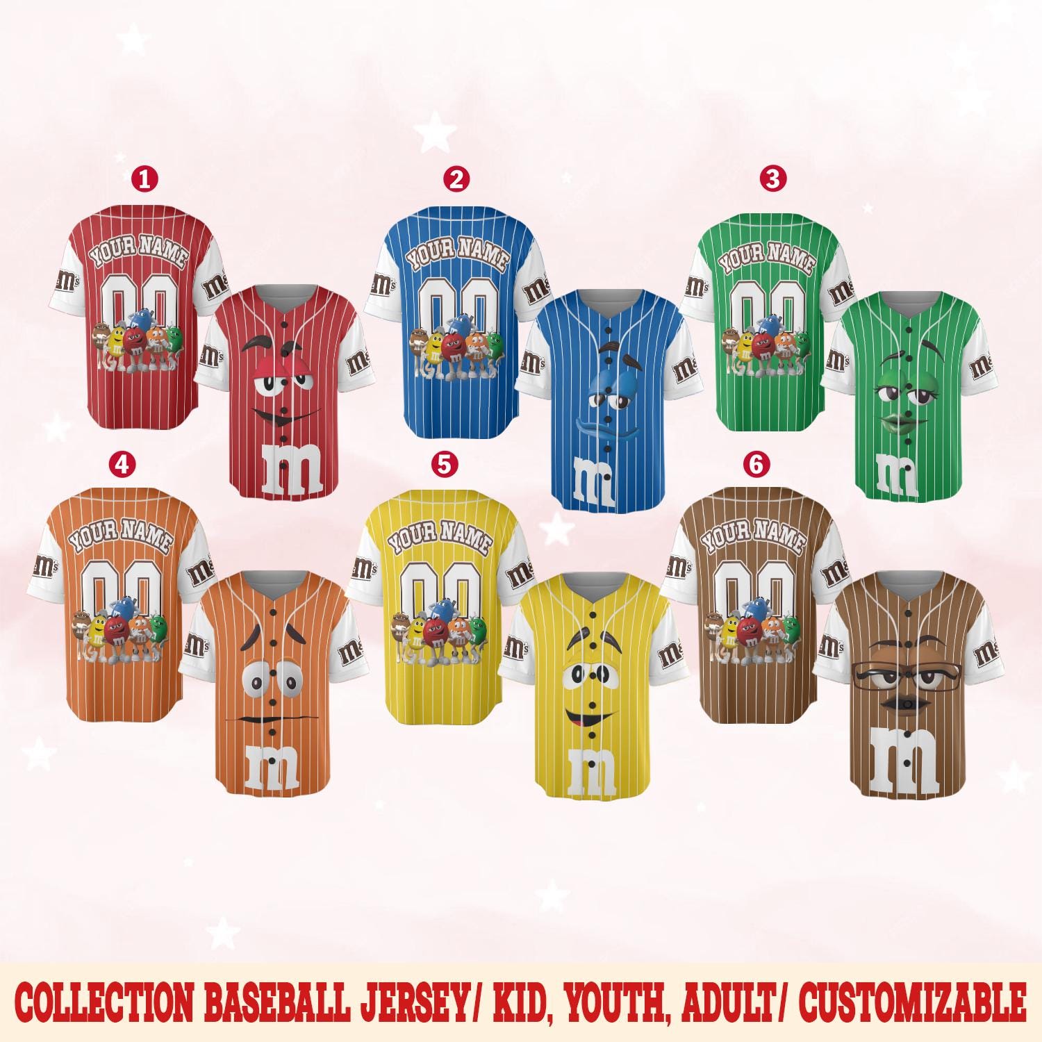 M&M Baseball Jersey, Group Halloween Costume Shirt, Candy Friends
