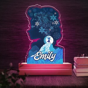 Personalized Disney Frozen Character Princess Elsa Night Light, Custom Nursery Room Decor LED Lamp, Baby Girl Night Light Room Decor JCJQ40