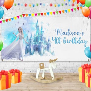 Frozen Birthday Banner, Elsa Banner, Elsa Personalized Banner, Frozen Birthday Party Banner Decoration D2FD09