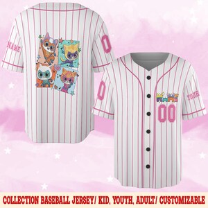 Personalized Disney SuperKitties Baseball Jerseys, Disney Super Kitties Ginny Sparks Buddy Bitsy Birthday Girl Jerseys Disney Shirt C1EZ29