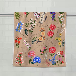 Subtle F*ck Trump Hand Towel, Funny Political Home Decor, Flower Kitchen Towel, Retro Floral Home Decor, Liberal Gift, FDT Bath Towel C1GQ17