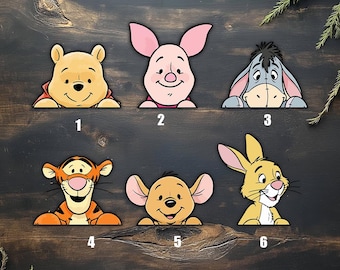 Winnie The Pooh Peekaboo Peeker Peeking Car Window Decals - Bumper Waterproof Vinyl Stickers - Disney Winnie The Pooh - Pack Stickers C1FW06