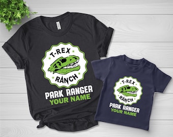 T-Rex Ranch Park Ranger Kid Youth Toddler Shirt, T-rex Ranch Park Ranger Tee, Custom Name Kid T-rex Family Tee, Birthday Boy Tee Gift D1EE32