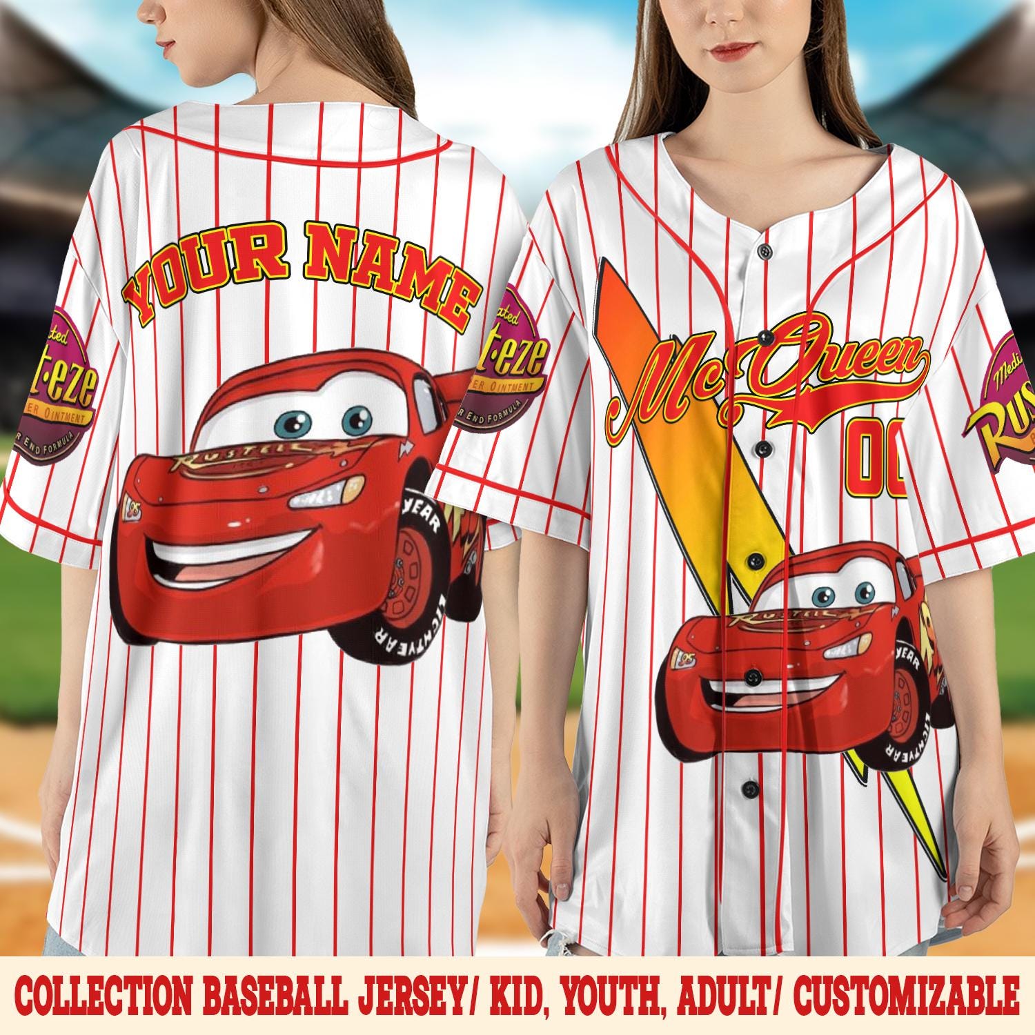 Lightning McQueen Cars Movie Custom Baseball Jersey, Personalized Lightning McQueen Cartoon Movie Jersey, Gift For Kids C1FD13