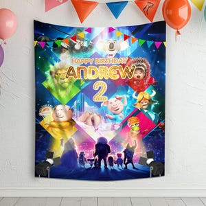 Sing 2 Birthday Party Backdrop, Custom Animal Singer Party Banner, Personalized Music Theme Decoration, Sing Movie Birthday Poster NGPZ24