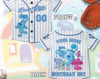 Personalized Blues Clues Baseball Jersey, Blue Dog Birthday Kids Youth Adult Baseball Team, Blues Clues Group Matching, Dog Lovers C1FN06