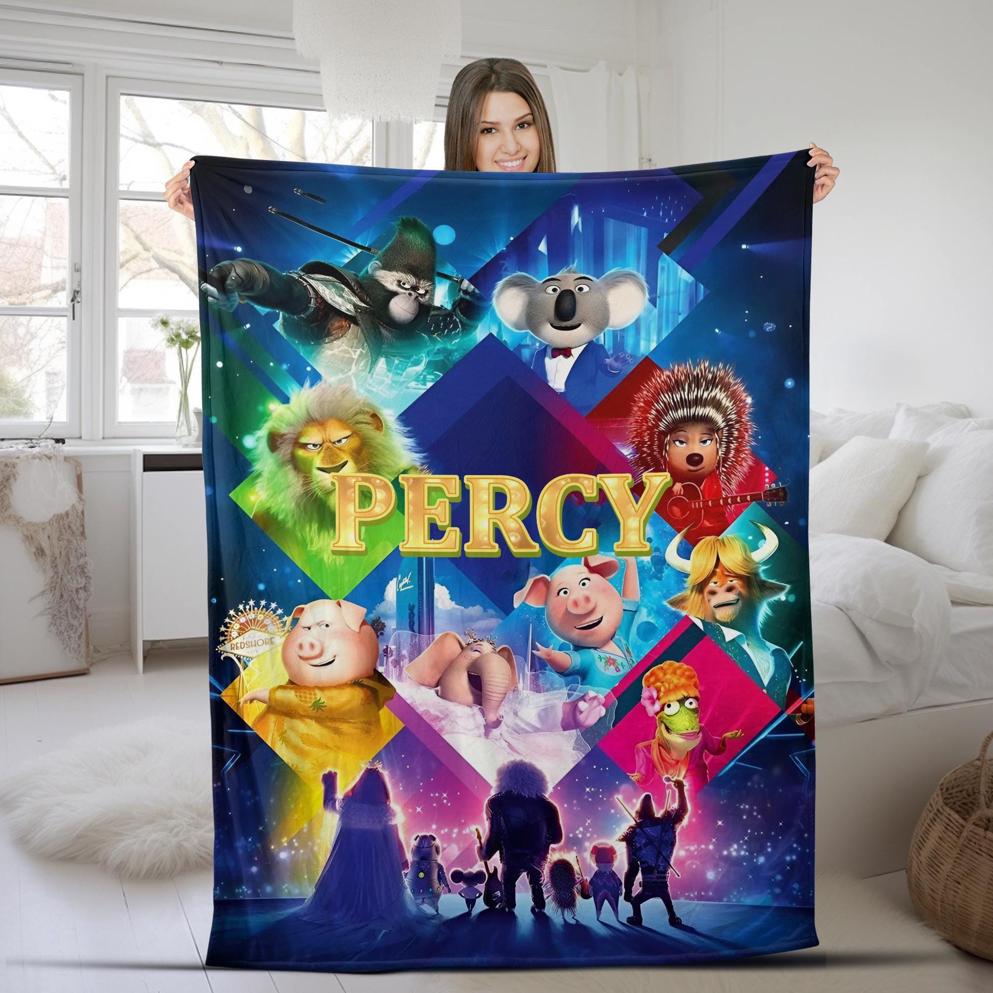 Discover Personalized Sing 2 Blanket | Custom Pig Rosita & Friends Throw |Johnny, Jimmy