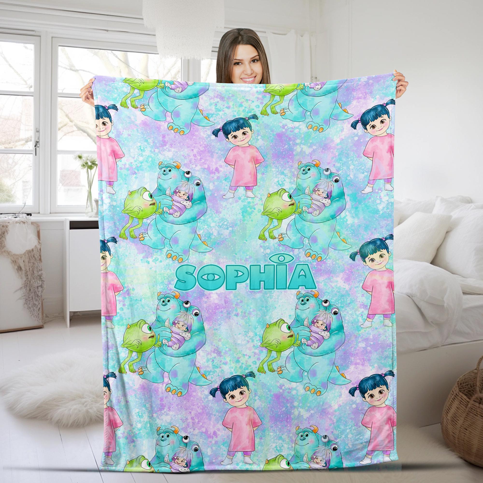 Discover Personalized Monsters Inc Baby Name Blanket - Unisex Monster Movie Inspired Nursery Theme