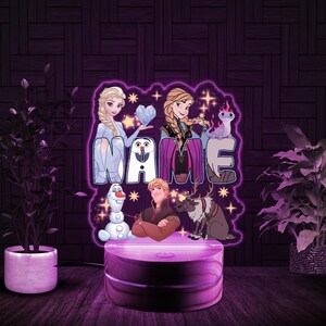 Custom Name Frozen 2 Night Light, Personalize LED Night Light, Lamp Gift For Kids, LED Light, Elsa Princess Birthday Gift for Kids JBUF14