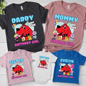 Clifford the Big Red Dog Tee, Personalized Clifford Dog Family Birthday Tee, Clifford Dog Birthday Party Shirt, Family Matching Shirt D1H152