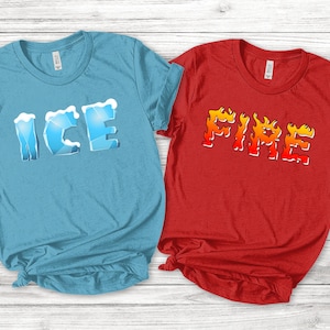 Matching Couple Halloween Costume T-Shirts - Fire And Ice Matching Couple Halloween Costume T-Shirts - Fire And Ice