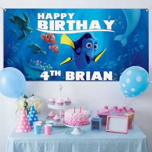 Finding Nemo Birthday Backdrop, Custom Underwater Party Banner, Nemo Theme Birthday Decor, Ocean Kids Photo Background NFVV17