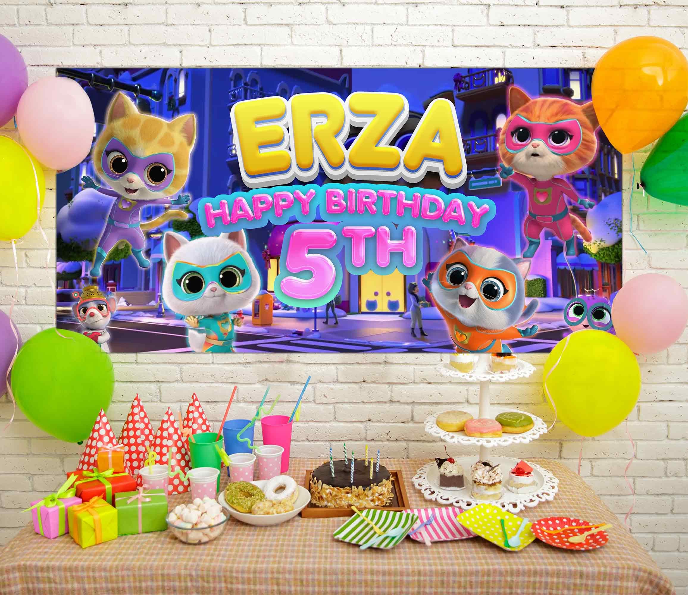 Personalized Superkitties Banner, Superkittie Birthday Custom