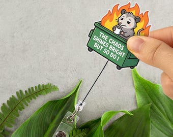 This Little Light Of Mine Badge Reel,Funny Dumpster Fire Possum Retractable Badge Reel,Heavy Duty,MRI Safe,Gift for Healthcare Worker G5SK08