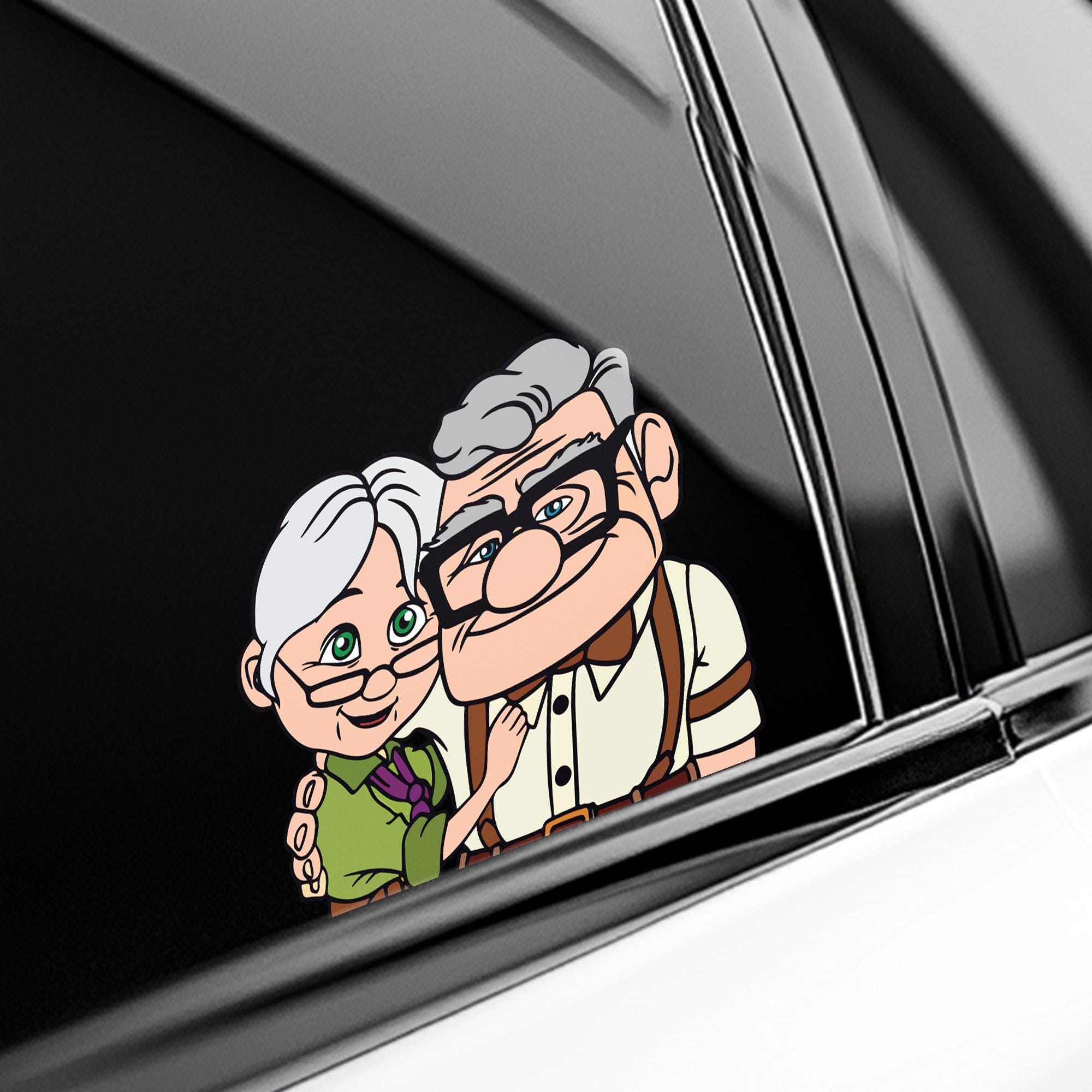 Disney Up Her Carl His Ellie Peekaboo Peeker Peeking Car Window Decals - Bumper Vinyl Stickers - Pack Stickers C1GU07