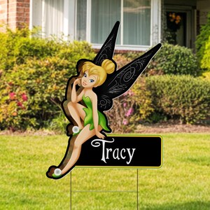 Tinker Bell Birthday Yard Sign, Fairy Cutout Party Decor, Custom Tinkerbell Lawn Sign, Outdoor Fairy Birthday Decoration D2GR20