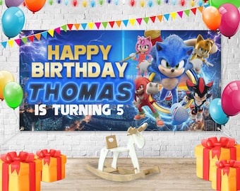 Sonic 3 Birthday Backdrop, Sonic the Hedgehog 3 Birthday Party Backdrop, Personalized Sonic Birthday Backdrop D2GK21