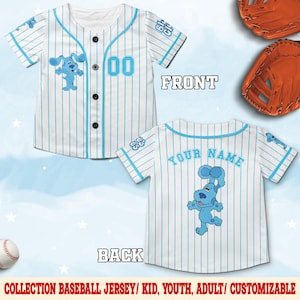 Personalized Blue Clues Baseball Jersey, Blue Dog Lovers Birthday Girl Jersey, Baby Shower Birthday Boy Gift, Blue Clues Family Shirt C1EZ28
