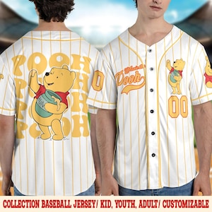 Personalize Disney Winnie The Pooh Jersey, Custom Kid Youth Adult Baseball Jersey, Custom Disney Birthday Gift C1EZ24