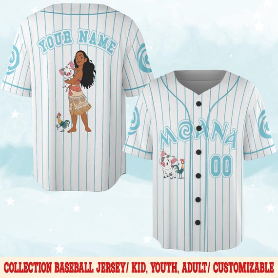 Personalized Disney Vintage Moana Baseball Jersey, Custom Kids