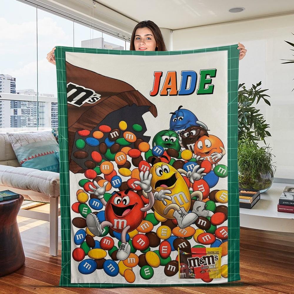 Discover Personalized M And M Blanket, M&M's World Fleece Blanket, M And M Candy Couch Sofa Blanket