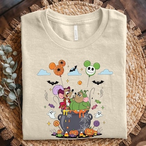 Retro Jaq and Gus Tea Cup Balloons Shirt, Disney Cinderella Bibbidi Bobbidi Boo, Mickey&#39;s Not So Scary Halloween, Disney Fan Gift C1IW04