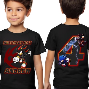 Sonic Shadow The Hedgehog Birthday T-Shirt, Custom Personalized Boy Girl Cartoon Birthday Shirt, Kids Toddler Birthday Gift BZDJ24
