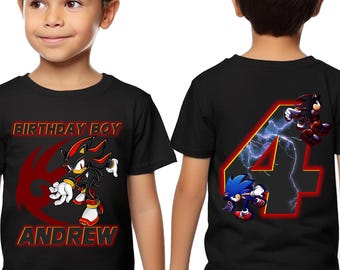 Sonic Shadow The Hedgehog Birthday T-Shirt, Custom Personalized Boy Girl Cartoon Birthday Shirt, Kids Toddler Birthday Gift BZDJ24