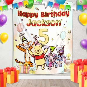Winnie the Pooh Birthday Banner, Winnie the Pooh Personalized banner, Winnie Banner, Party decor C1EG03