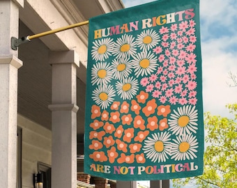 Human Rights Are Not Political Garden Flag, Anti-Trump Social Justice Yard Sign, BLM LGBTQ Pride Repro Rights Equality Protest Decor NGPJ01