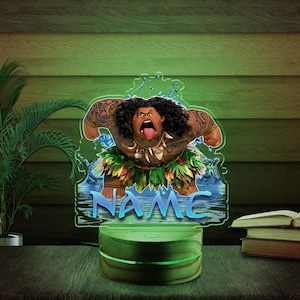 Custom Name Funny Moana Movie Nightlight,How Far I&#39;ll Go LED Lamp,Personalized Disney Gift for Kids,Nursery Decor,Birthday Present JCKU15